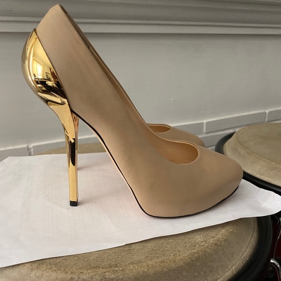 GUISEPPE ZANOTTI TAN LEATHER PUMPS COLD clogs HEELS platform 37.5-6.5 sandals mu - Picture 9 of 9